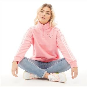 Adidas Sherpa Fleece Pink Quarter Zip Jacket size Small